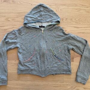 FBZ Girls Gray Hoodie with Colorful Stitching
